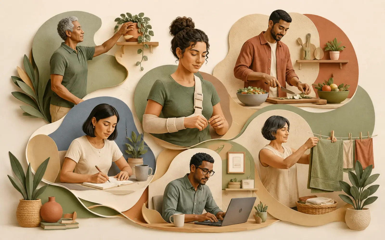 Ilustração sobre retorno às atividades após fratura de membro superior