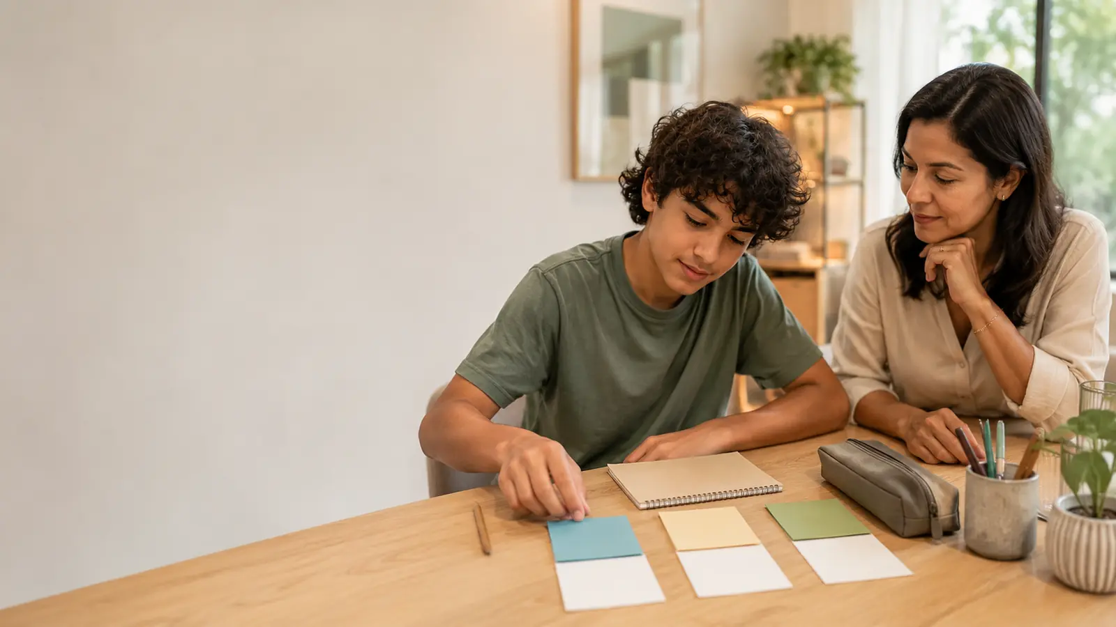 Adolescente organizando etapas de uma tarefa com terapeuta ocupacional
